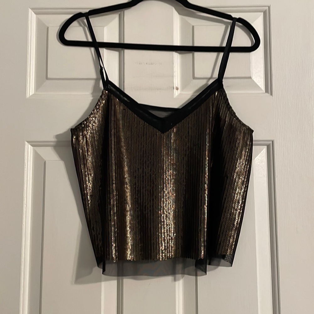 Forever21 Gold Sequin Mesh Cami